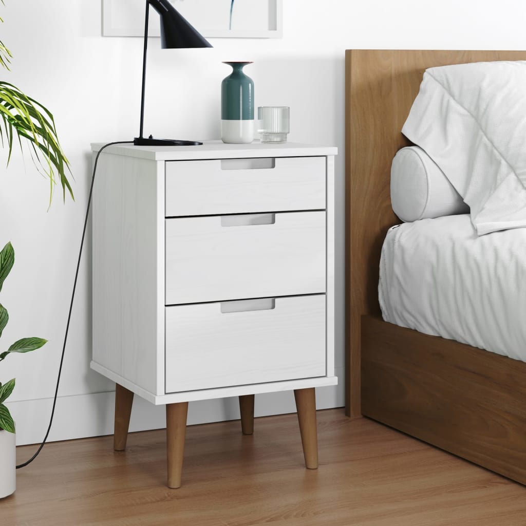 Wooden Bedside Cabinet With 3 Drawers - Molde