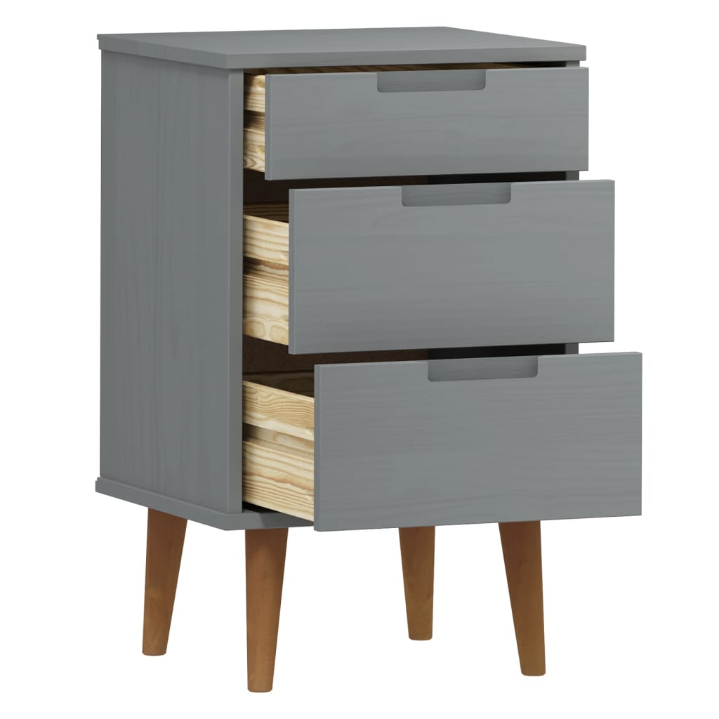 Wooden Bedside Cabinet With 3 Drawers - Molde