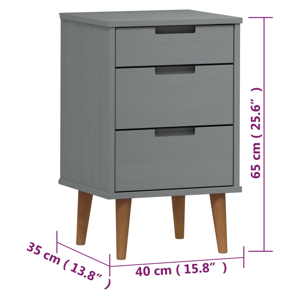 Wooden Bedside Cabinet With 3 Drawers - Molde