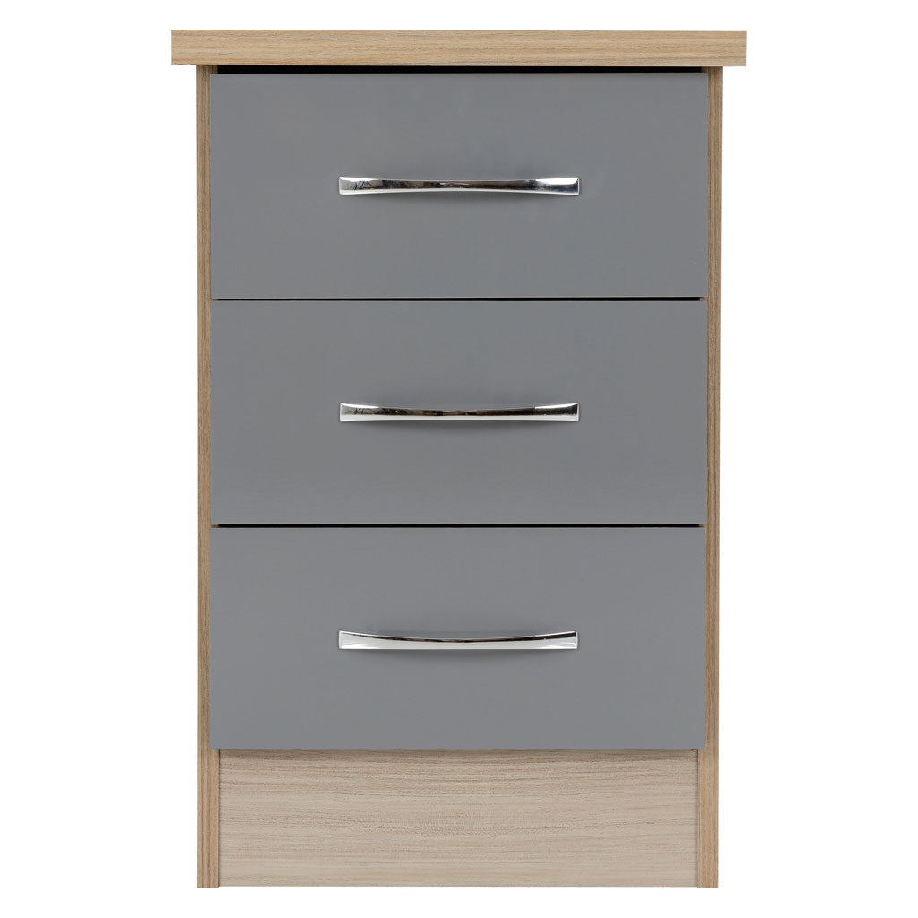 Wooden Bedside Cabinet With 3 Drawers - Nevada