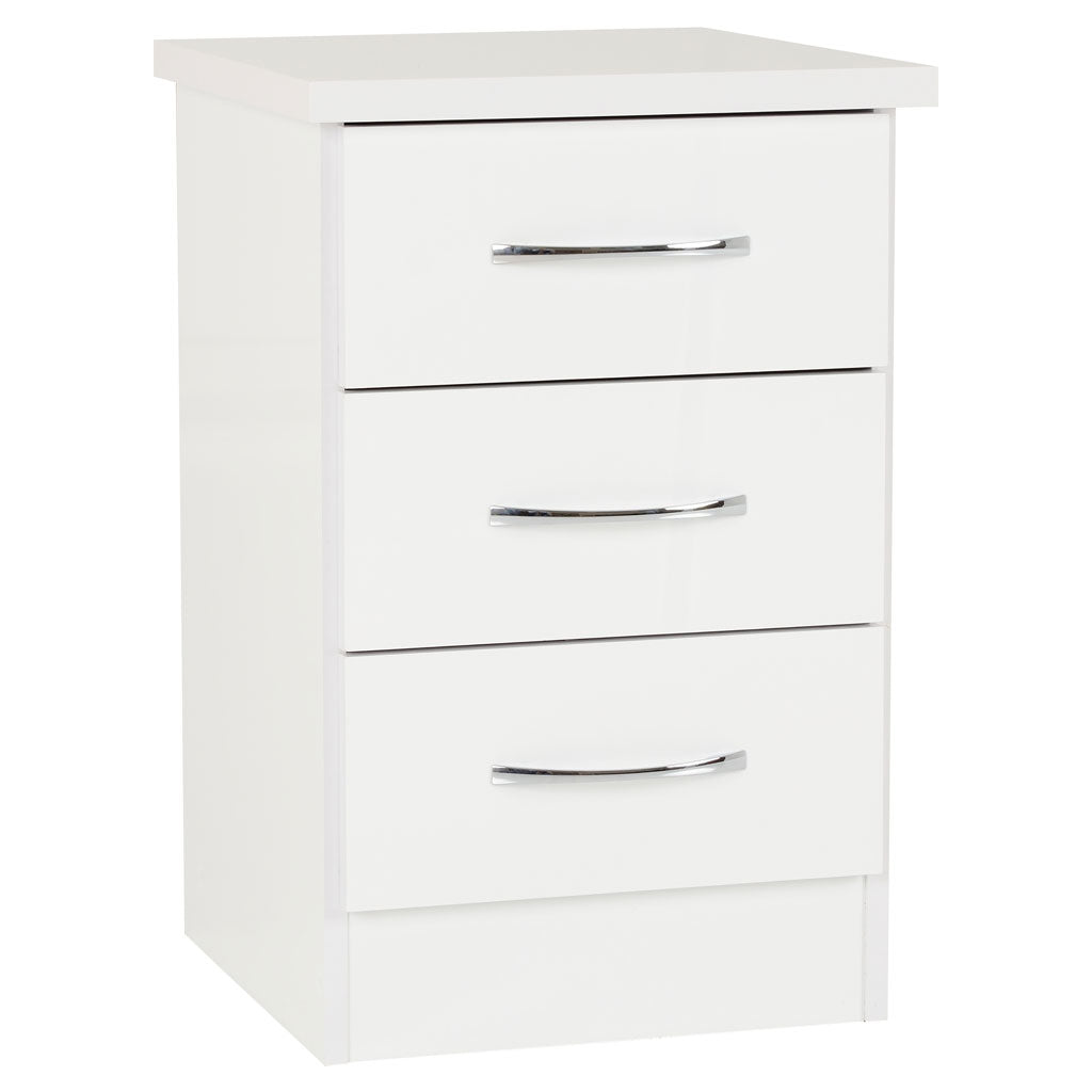 Wooden Bedside Cabinet With 3 Drawers - Nevada