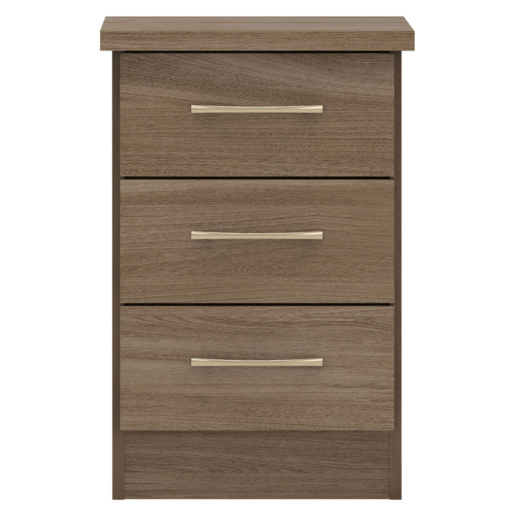 Wooden Bedside Cabinet With 3 Drawers - Nevada