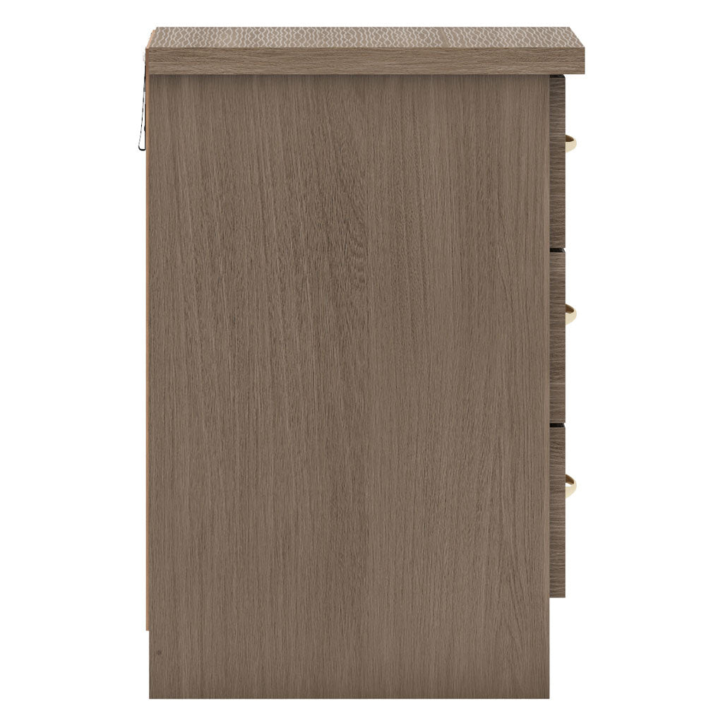 Wooden Bedside Cabinet With 3 Drawers - Nevada