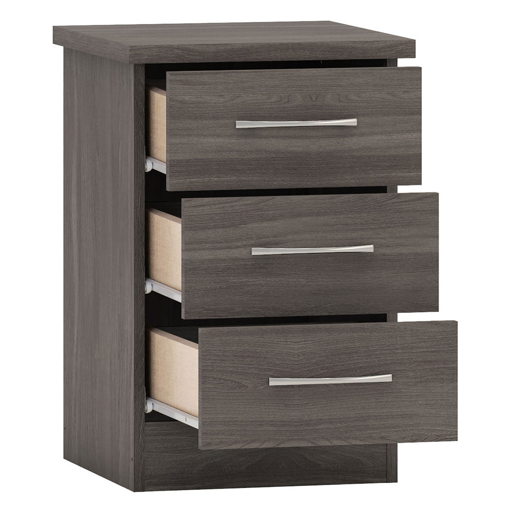 Wooden Bedside Cabinet With 3 Drawers - Nevada