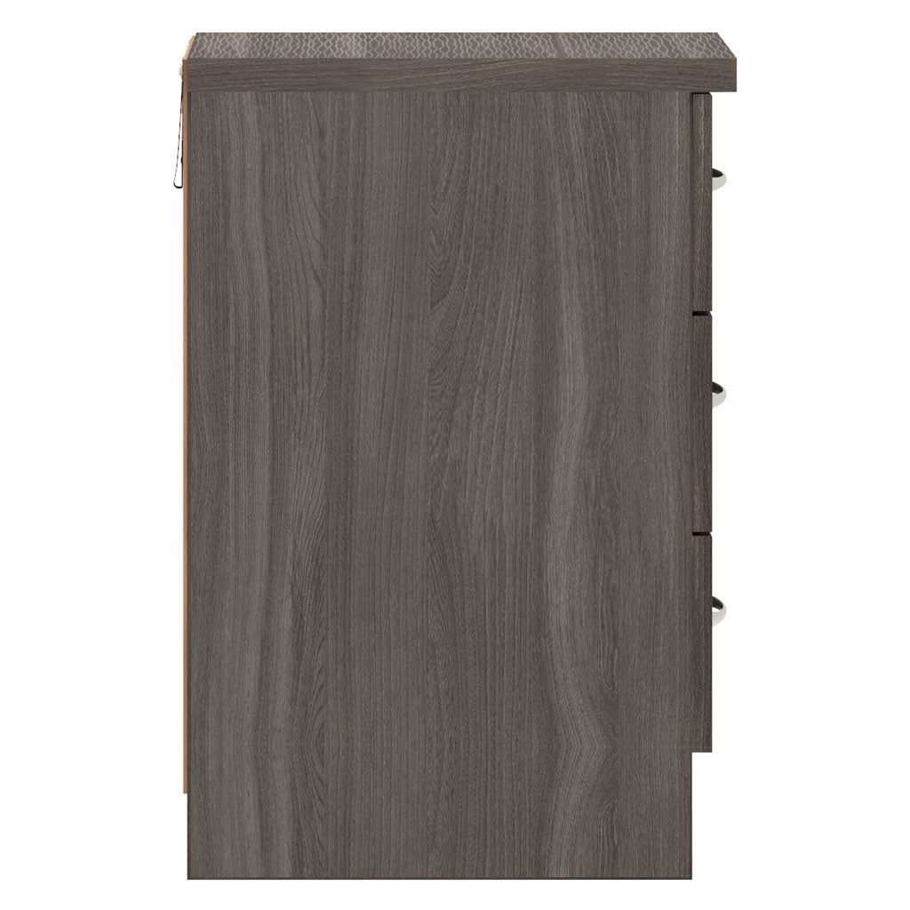 Wooden Bedside Cabinet With 3 Drawers - Nevada