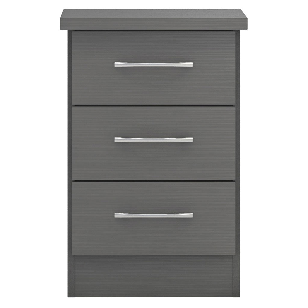 Wooden Bedside Cabinet With 3 Drawers - Nevada