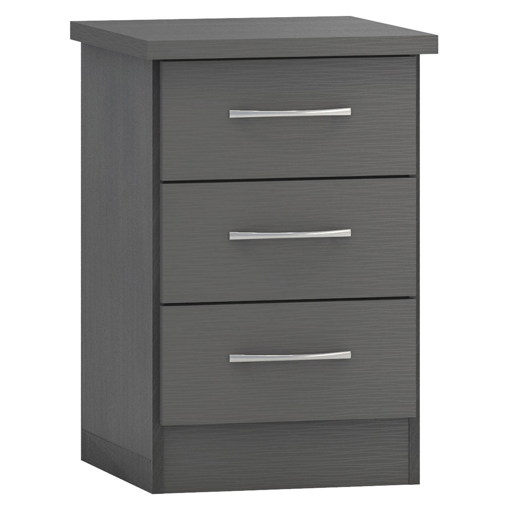Wooden Bedside Cabinet With 3 Drawers - Nevada