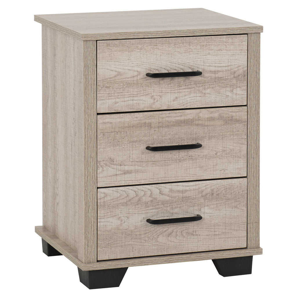 Wooden Bedside Cabinet With 3 Drawers - Oliver