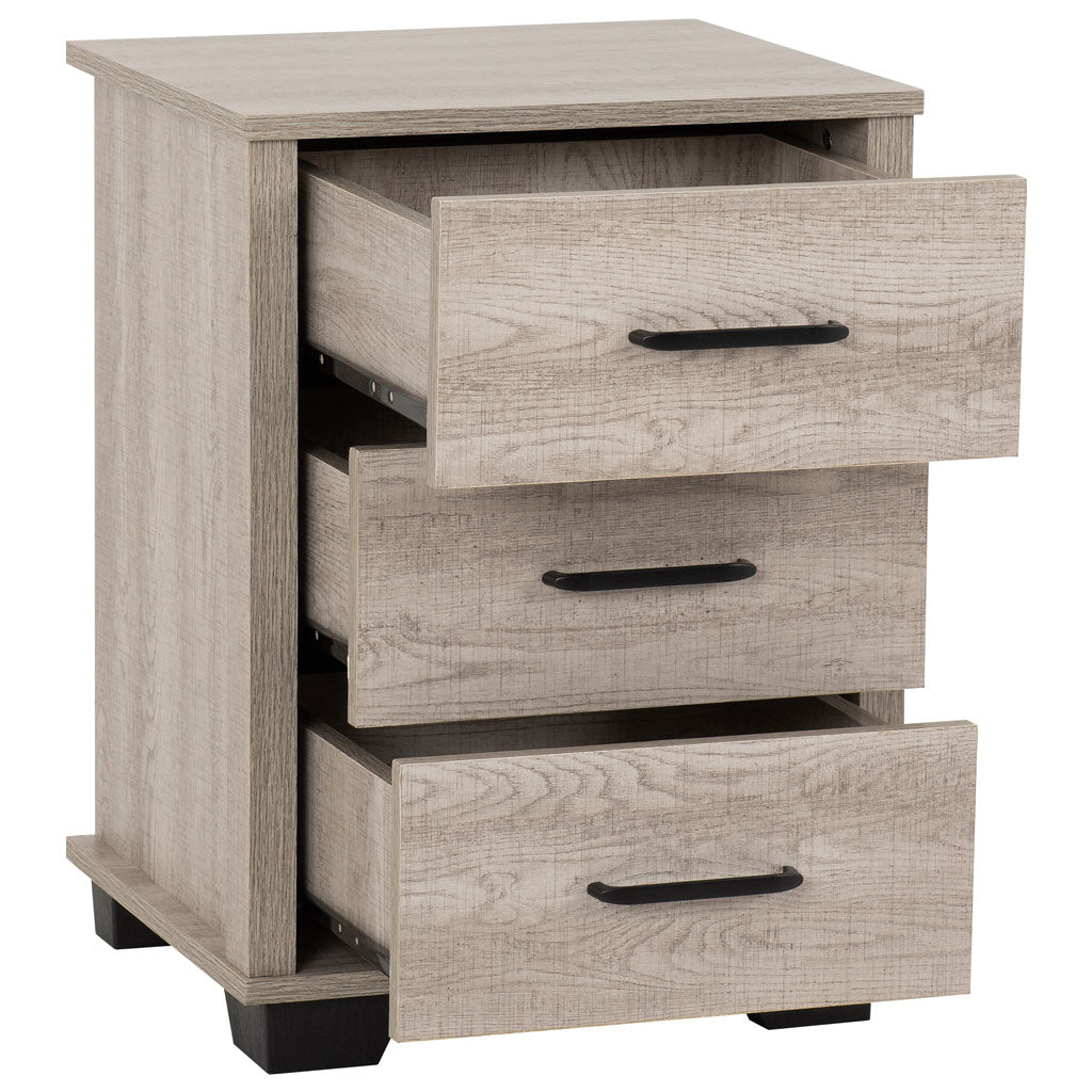 Wooden Bedside Cabinet With 3 Drawers - Oliver