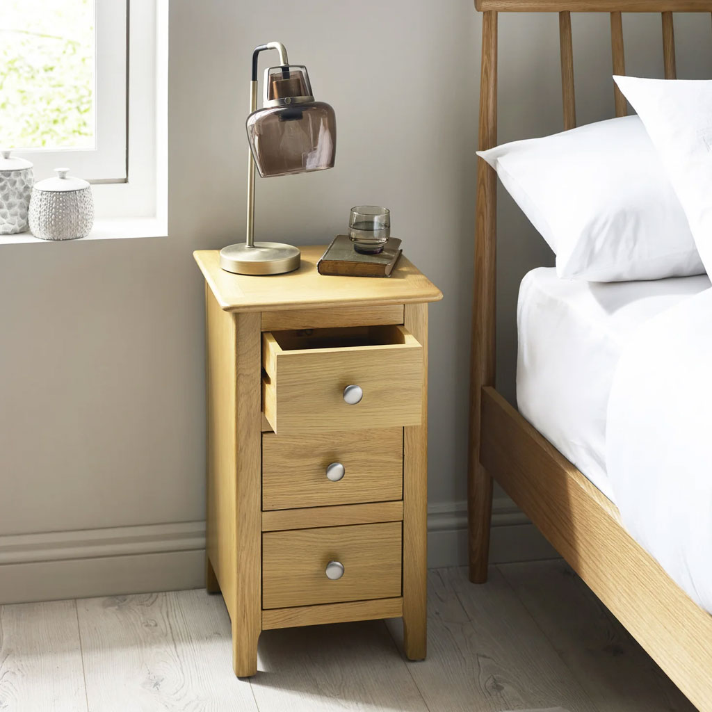 Wooden Bedside Cabinet With 3 Drawers - Somerset