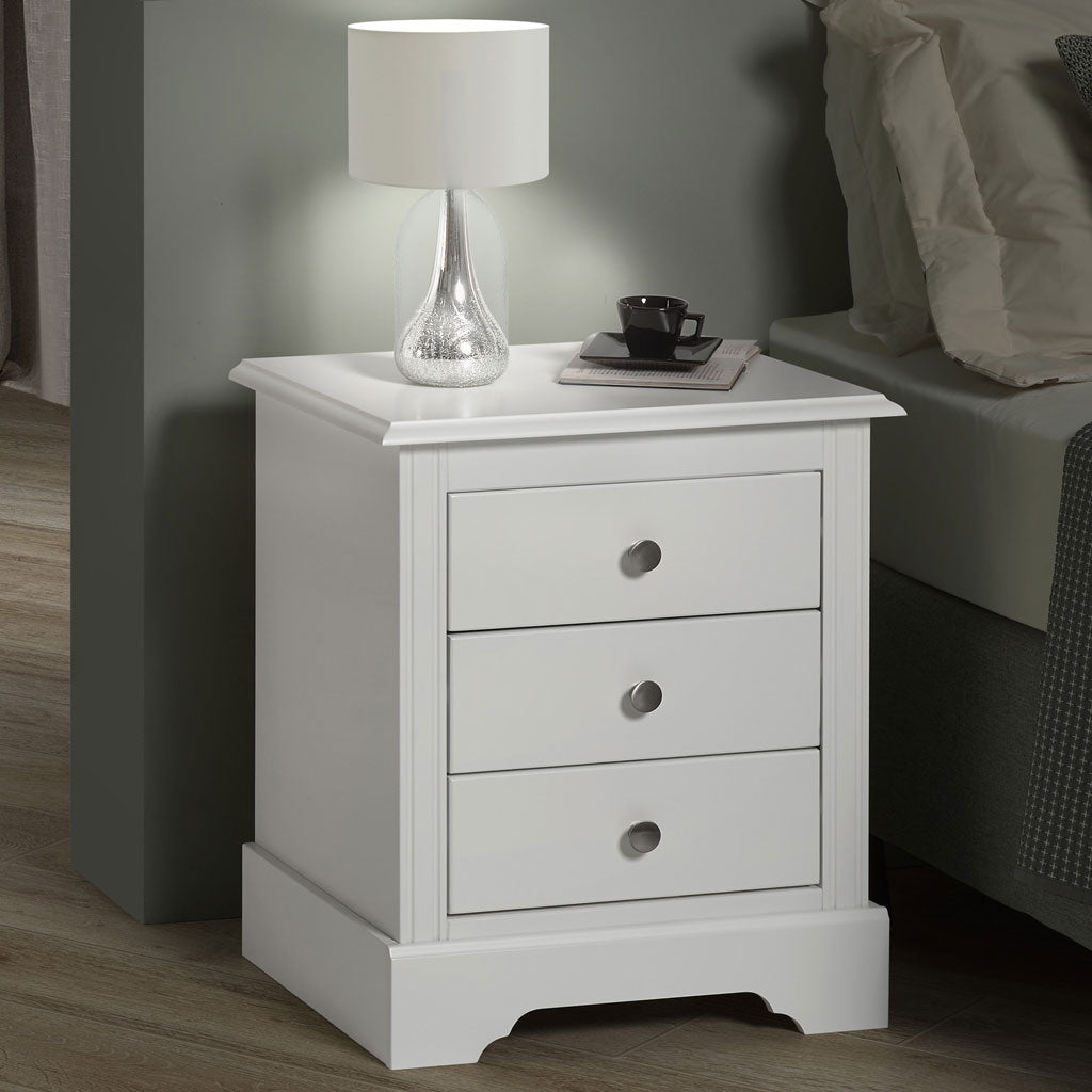 Wooden Bedside Cabinet With 3 Drawers - Stratford
