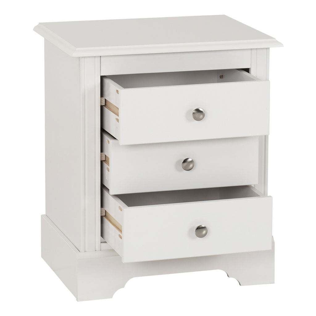 Wooden Bedside Cabinet With 3 Drawers - Stratford