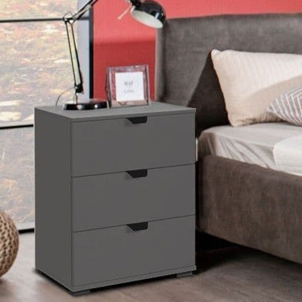 Wooden Bedside Cabinet With 3 Drawers - Valentine