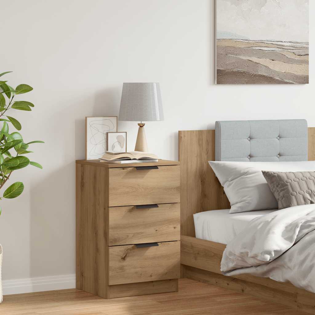 Wooden Bedside Cabinet With 3 Drawers - Vantage Home