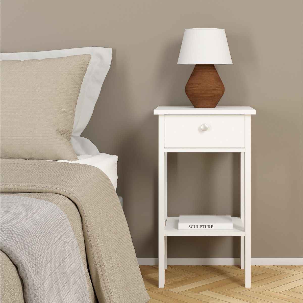 Wooden Bedside Table With 1 Drawer - Madrid