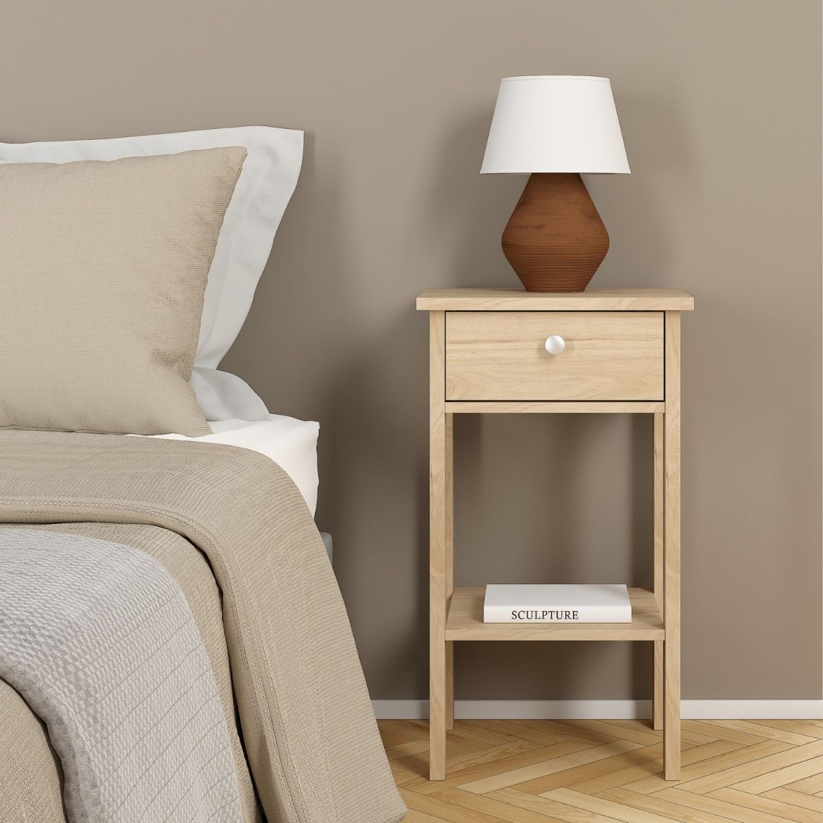 Wooden Bedside Table With 1 Drawer - Madrid
