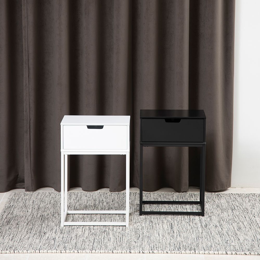 Wooden Bedside Table With 1 Drawer - Mitra