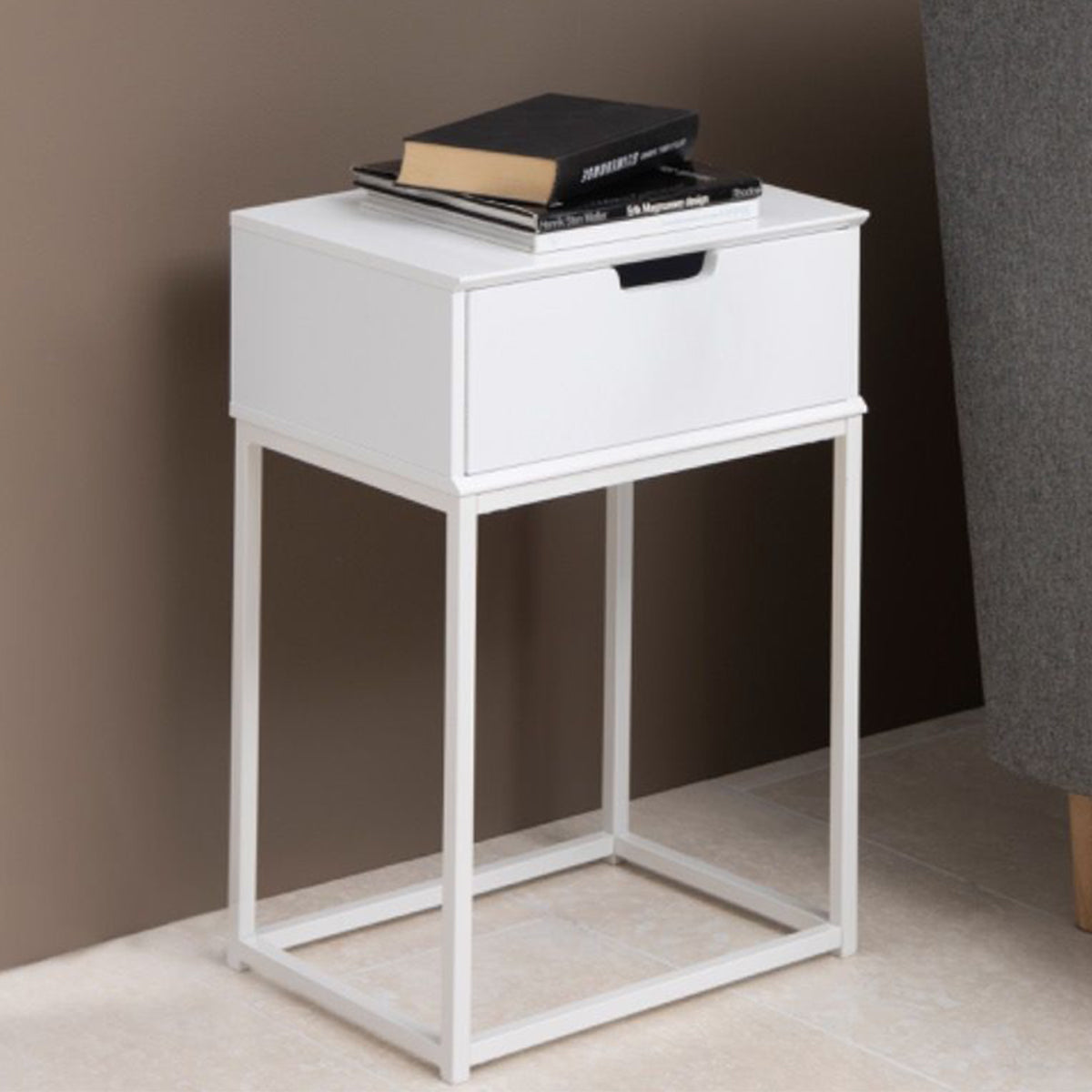 Wooden Bedside Table With 1 Drawer - Mitra