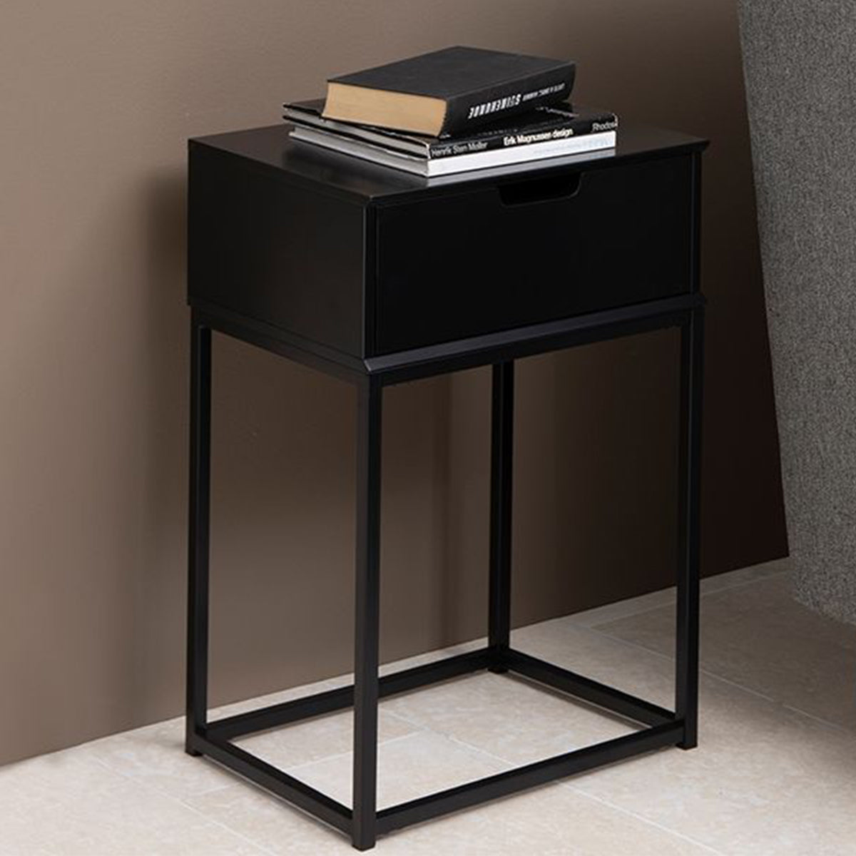 Wooden Bedside Table With 1 Drawer - Mitra