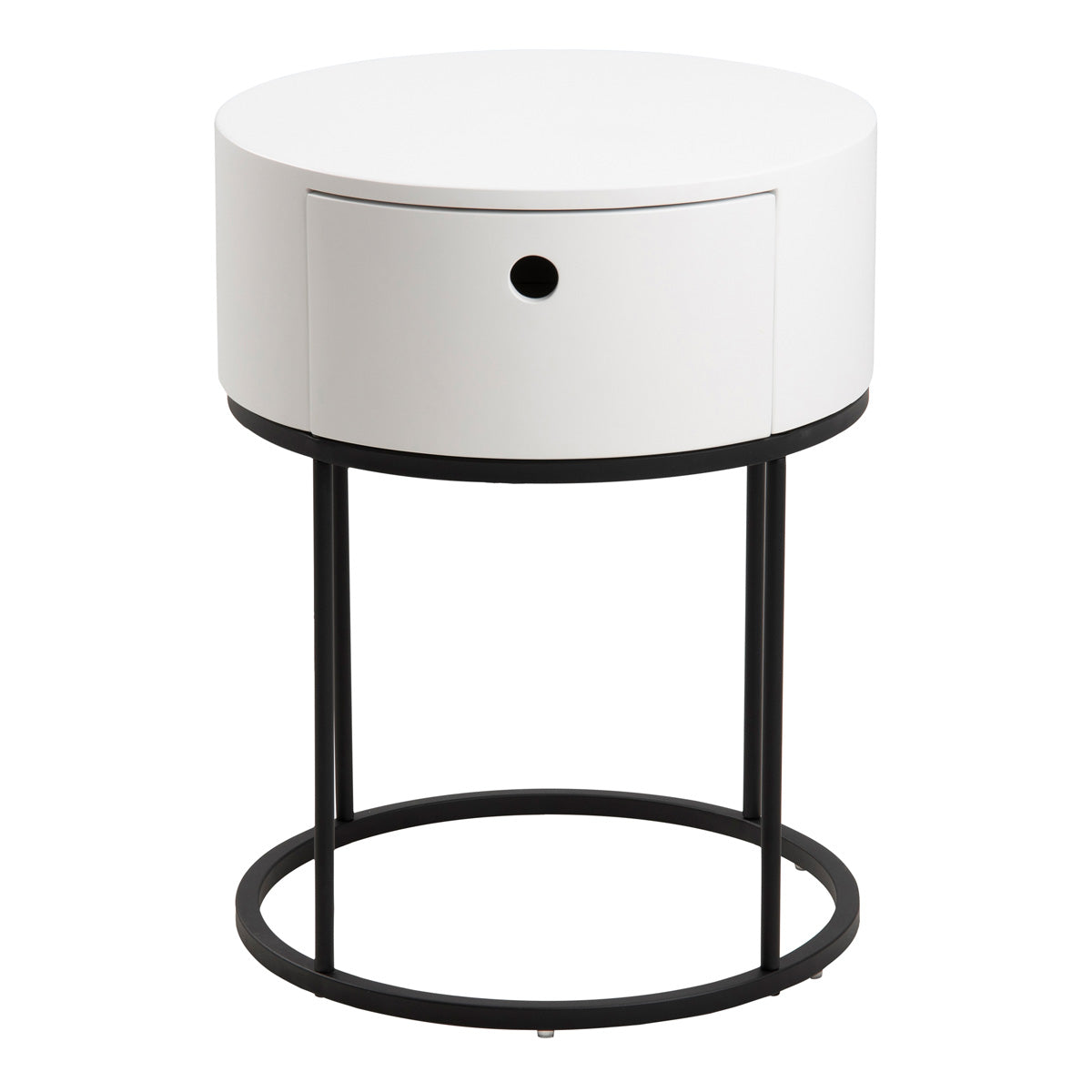 Wooden Bedside Table Round With 1 Drawer - Polo