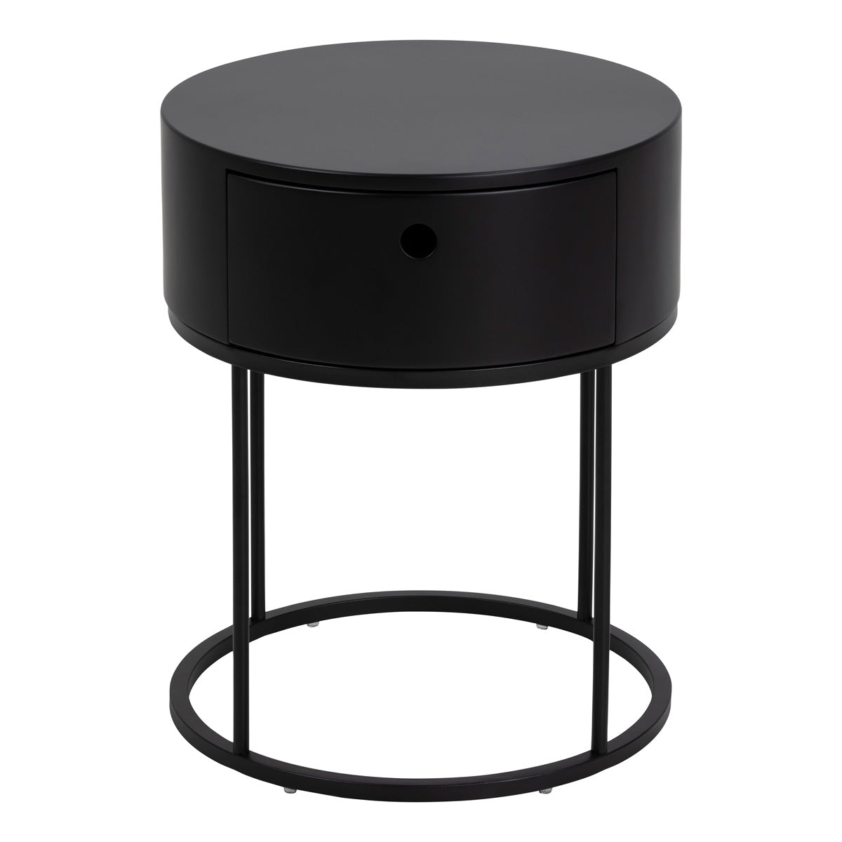 Wooden Bedside Table Round With 1 Drawer - Polo