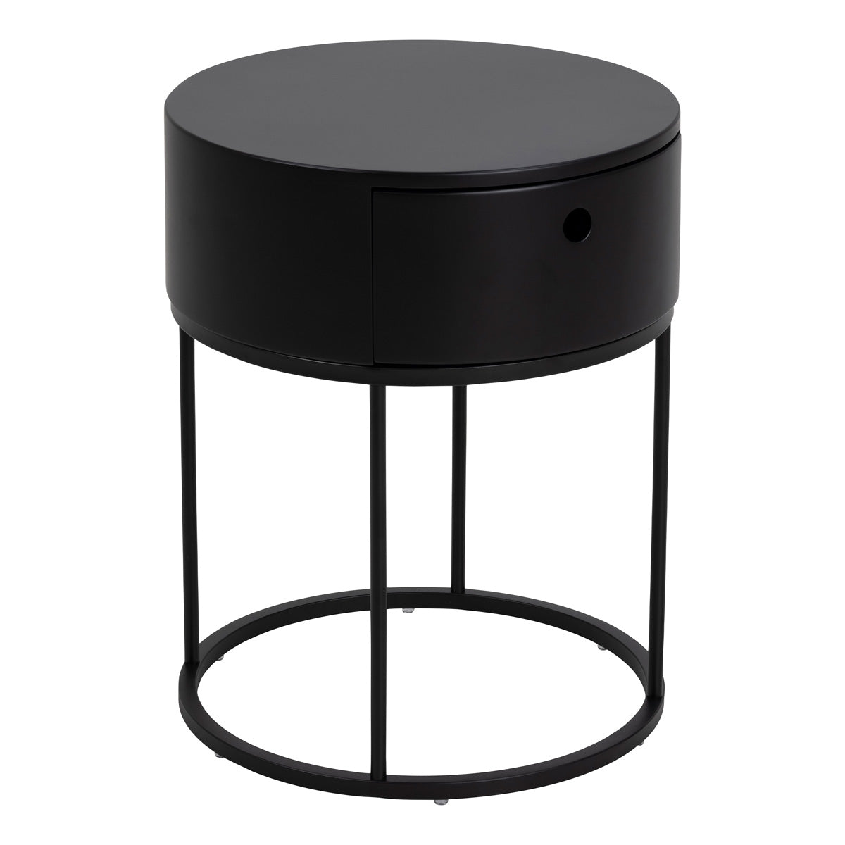 Wooden Bedside Table Round With 1 Drawer - Polo