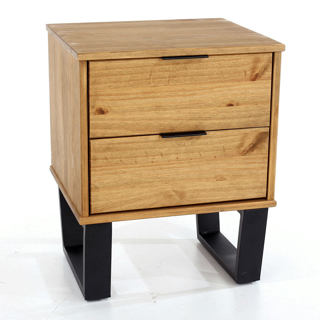 Wooden Bedside Cabinet With 2 Drawers - Texas