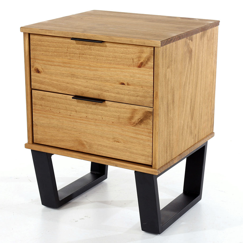 Wooden Bedside Cabinet With 2 Drawers - Texas