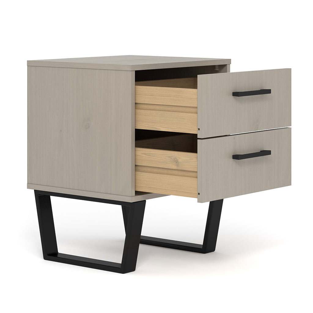 Wooden Bedside Cabinet With 2 Drawers - Texas