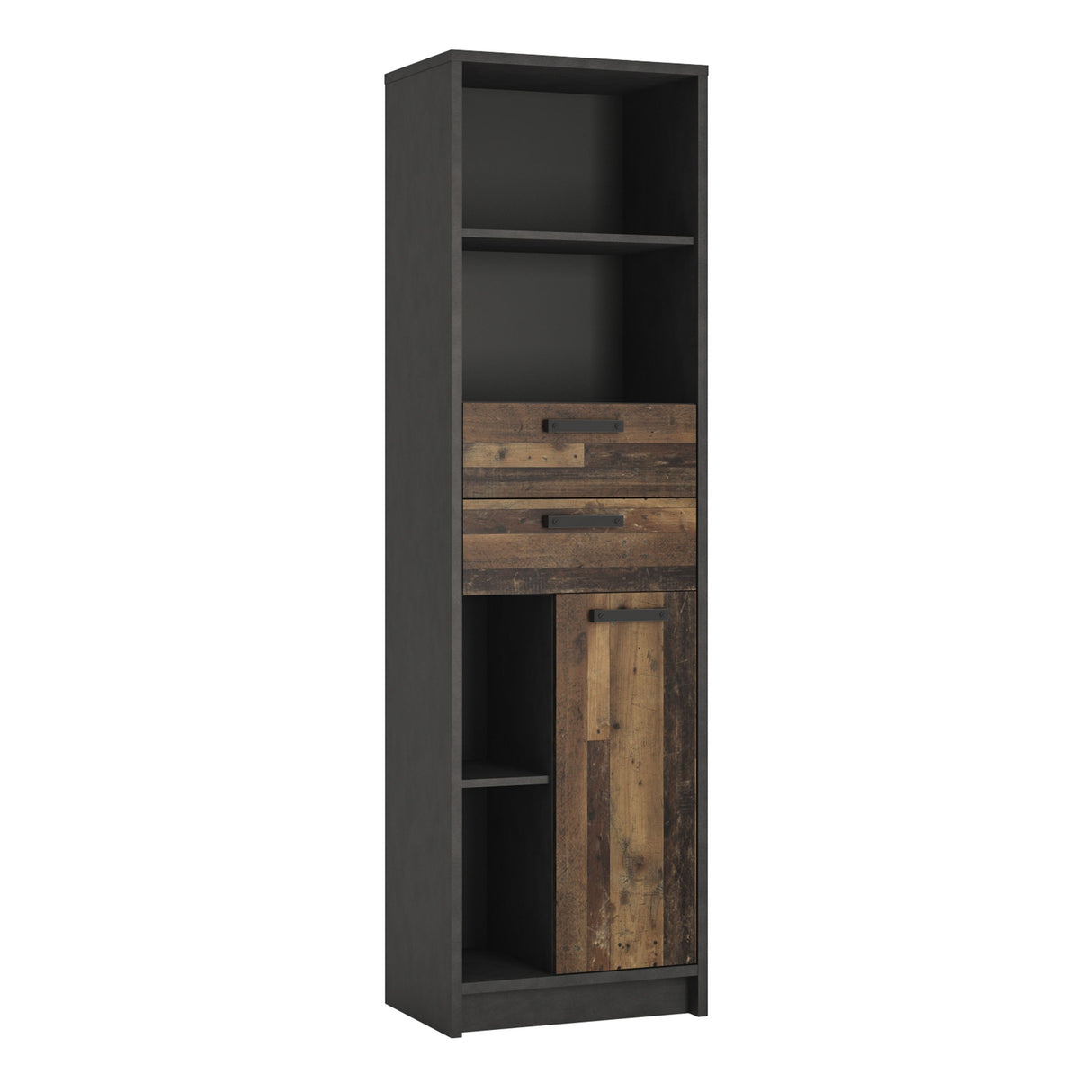 Wooden Bookcase With 1 Door And 2 Drawers - Brooklyn
