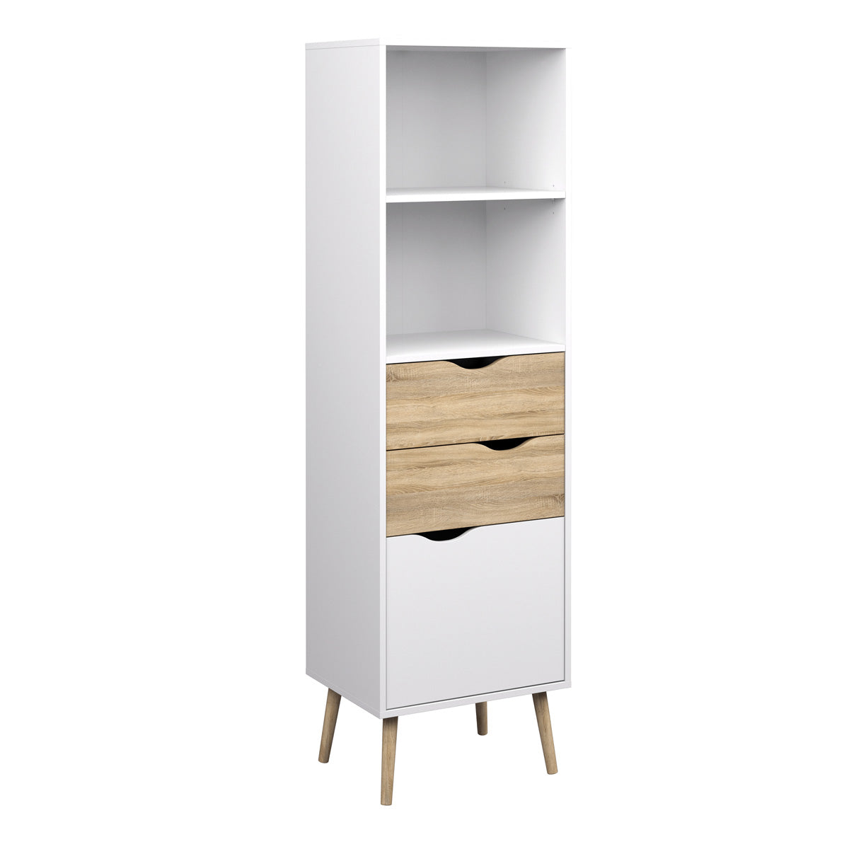 Wooden Bookcase With 1 Door And 2 Drawers - Oslo