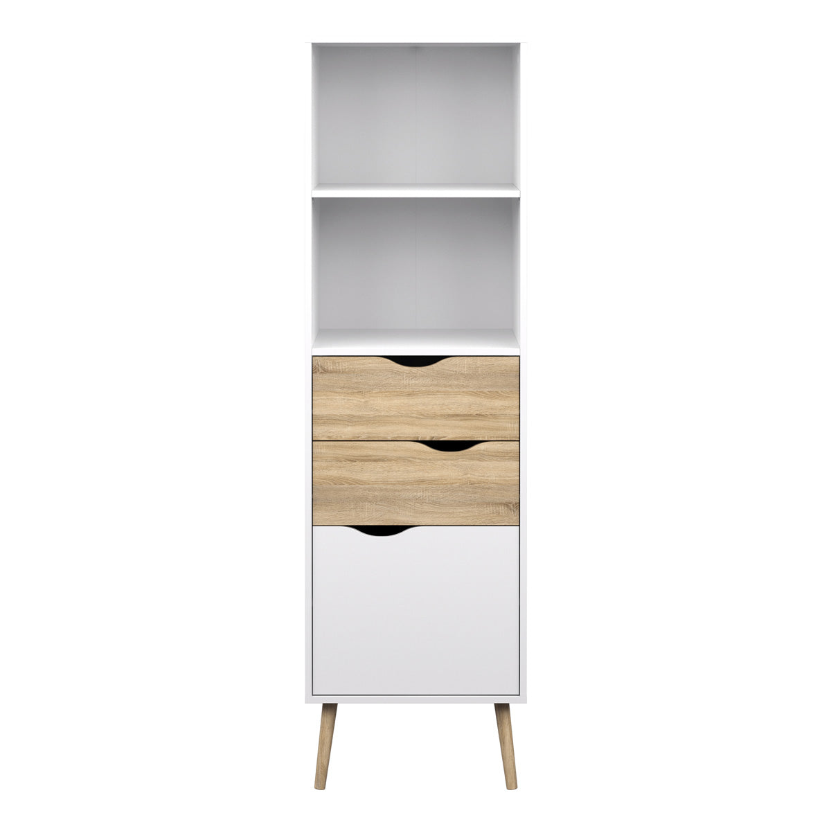 Wooden Bookcase With 1 Door And 2 Drawers - Oslo