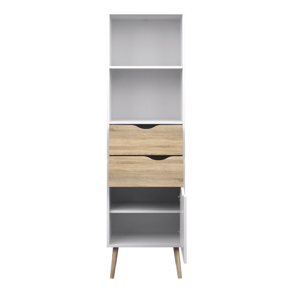 Wooden Bookcase With 1 Door And 2 Drawers - Oslo