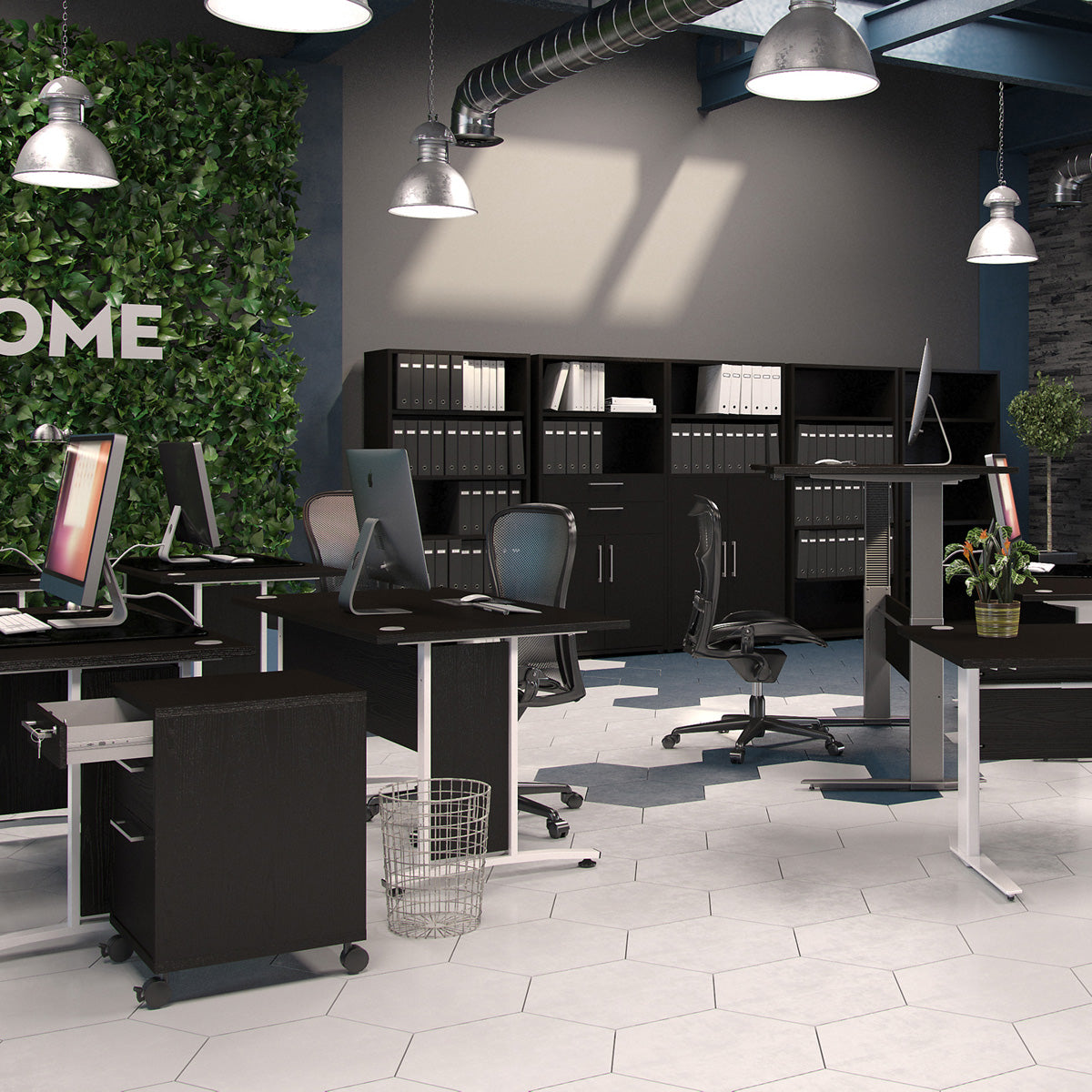 Wooden Bookcase With 1 Open Shelf 2 Drawers And 2 File Drawers - Prima