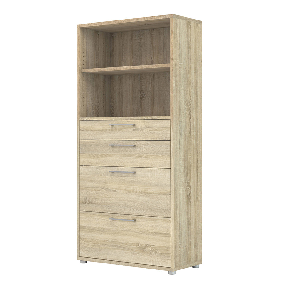 Wooden Bookcase With 1 Open Shelf 2 Drawers And 2 File Drawers - Prima