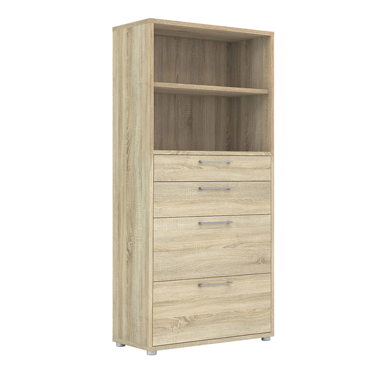 Wooden Bookcase With 1 Open Shelf 2 Drawers And 2 File Drawers - Prima