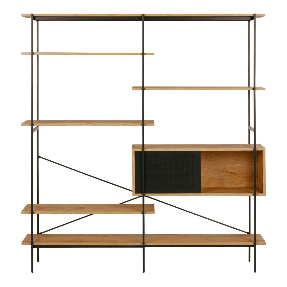 Wooden Bookcase With 1 Sliding Door And 5 Shelves - Angus