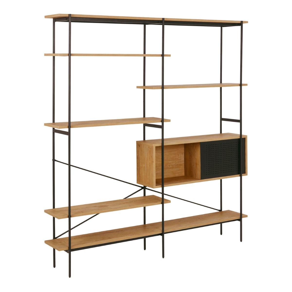 Wooden Bookcase With 1 Sliding Door And 5 Shelves - Angus