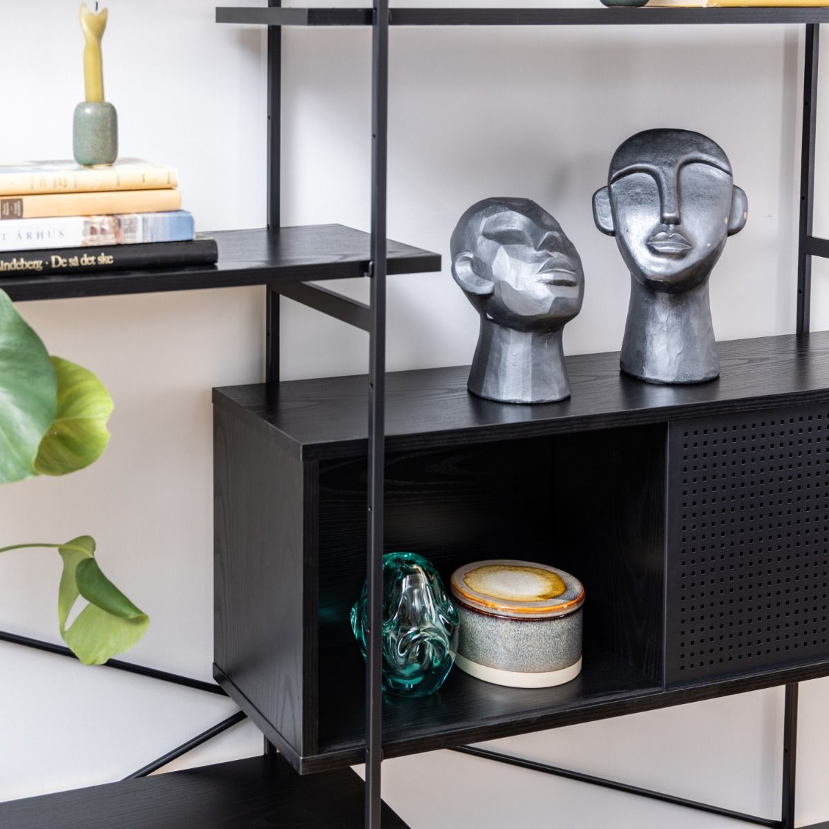 Wooden Bookcase With 1 Sliding Door And 5 Shelves - Angus