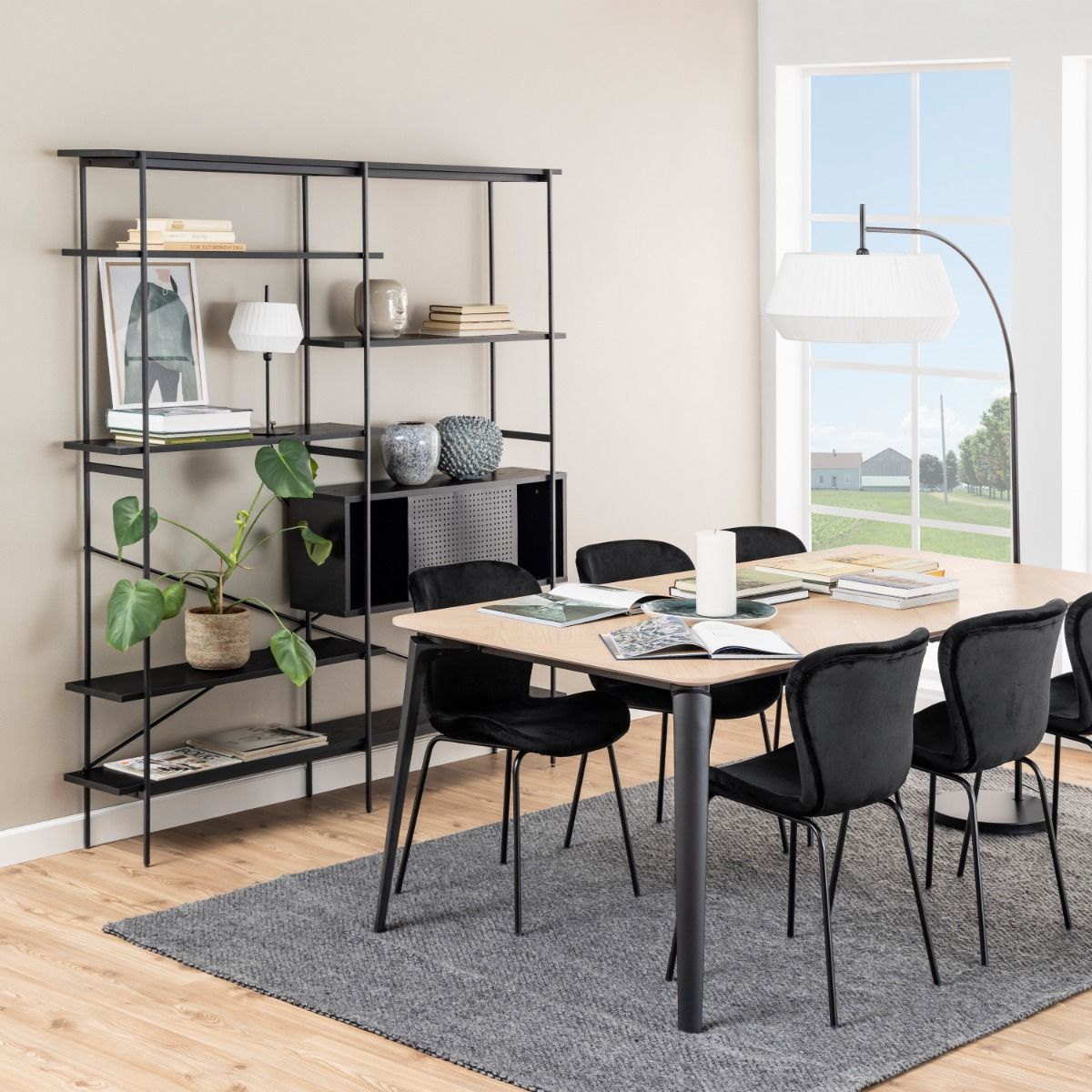 Wooden Bookcase With 1 Sliding Door And 5 Shelves - Angus