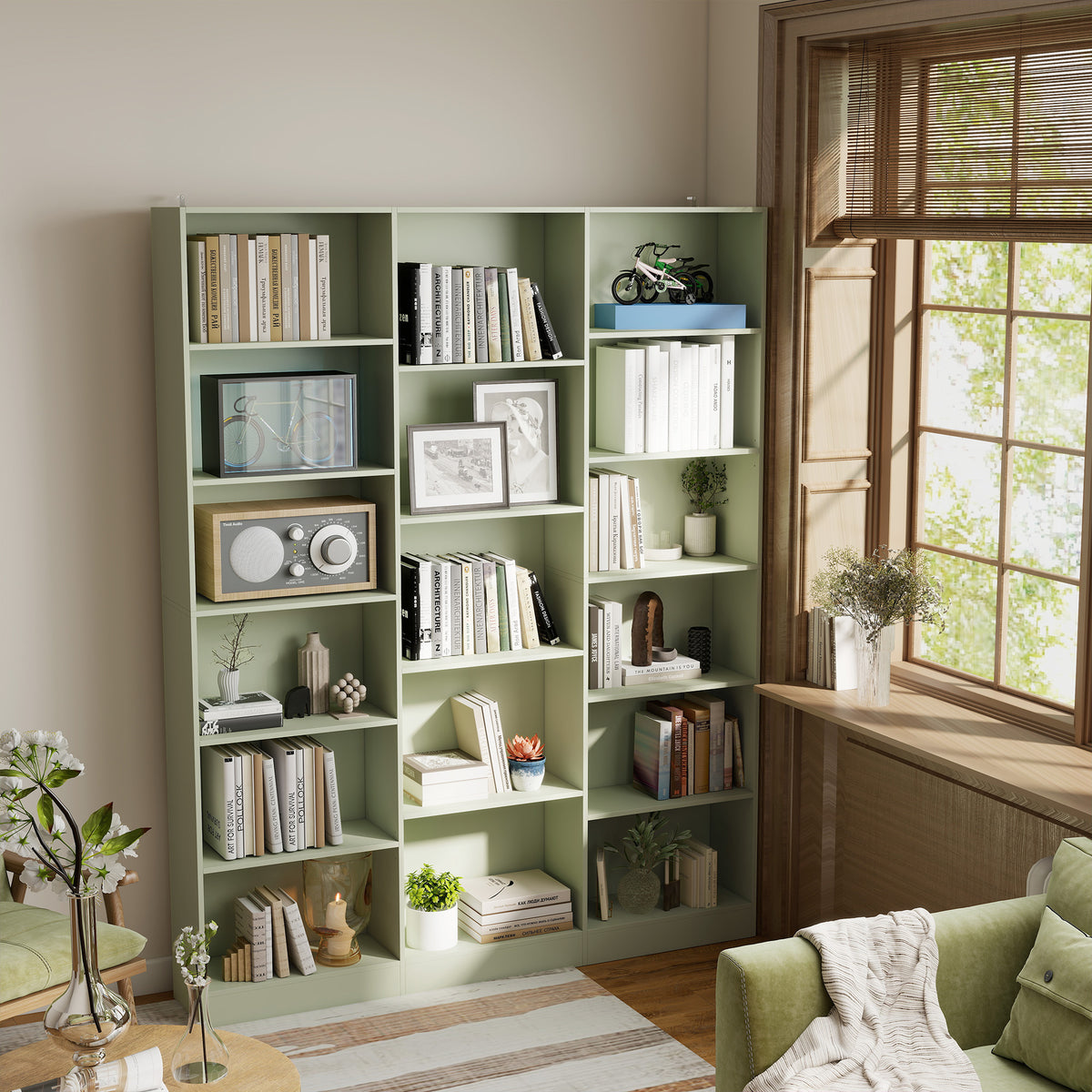 Wooden Bookcase 149cm Wide With 17 Compartments - Velmora