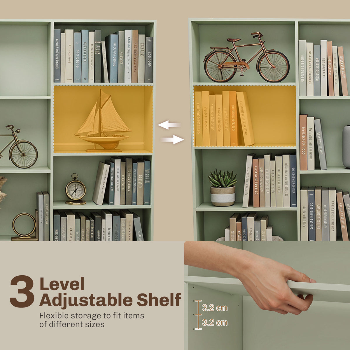 Wooden Bookcase 149cm Wide With 17 Compartments - Velmora