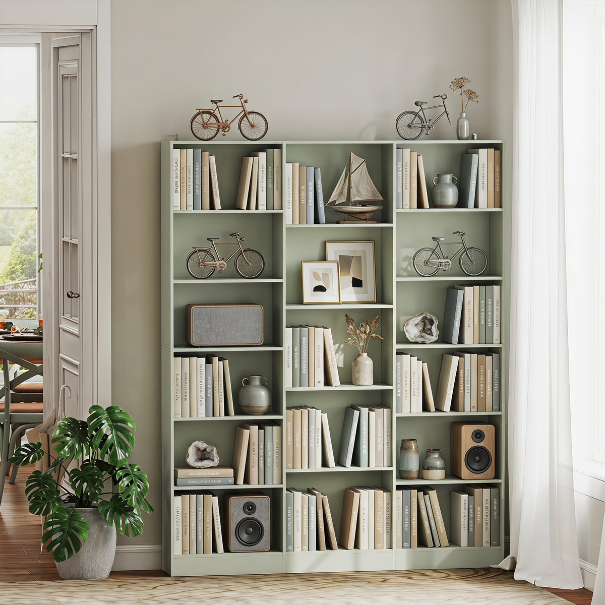 Wooden Bookcase 149cm Wide With 17 Compartments - Velmora