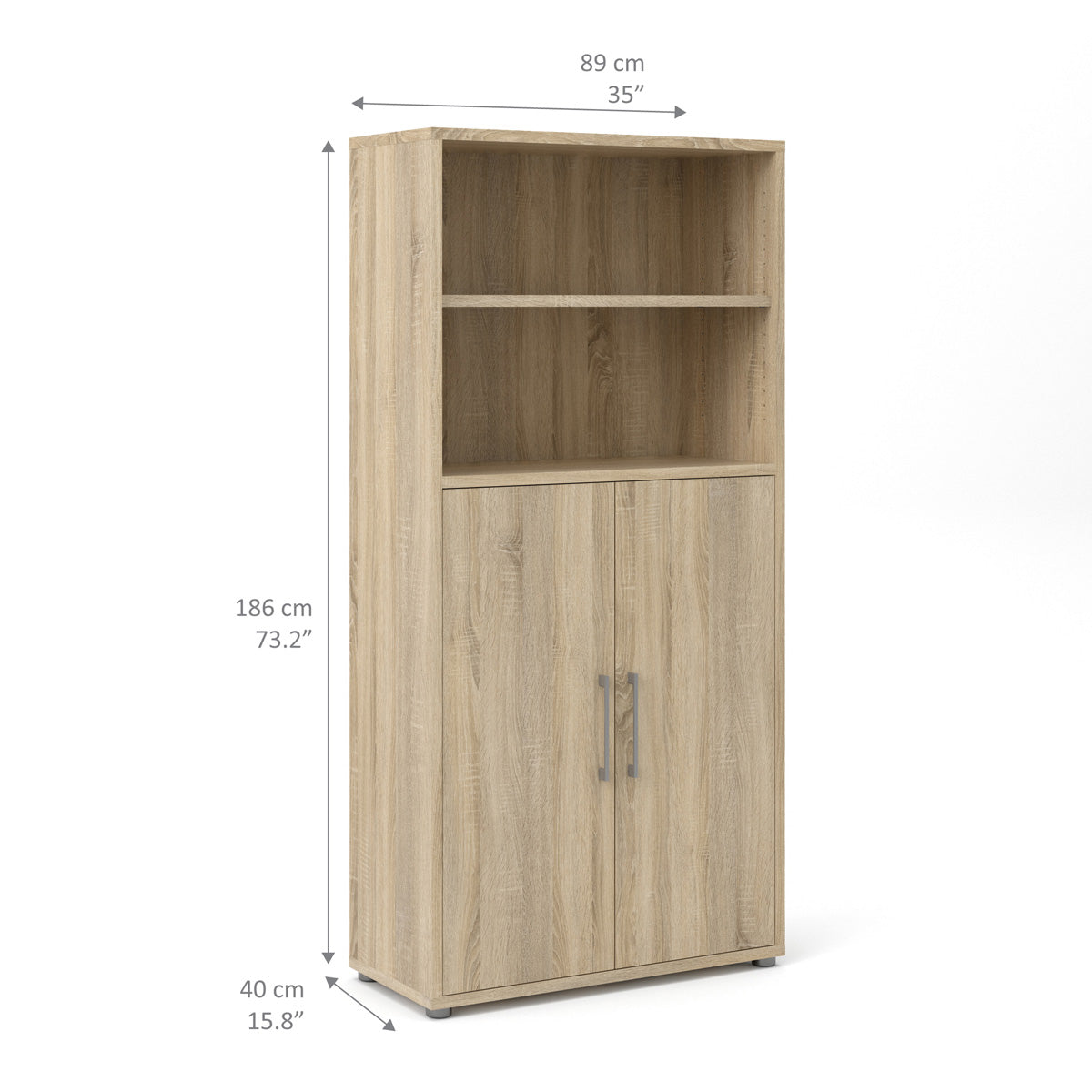 Wooden Bookcase With 2 Doors And 1 Open Shelf - Prima