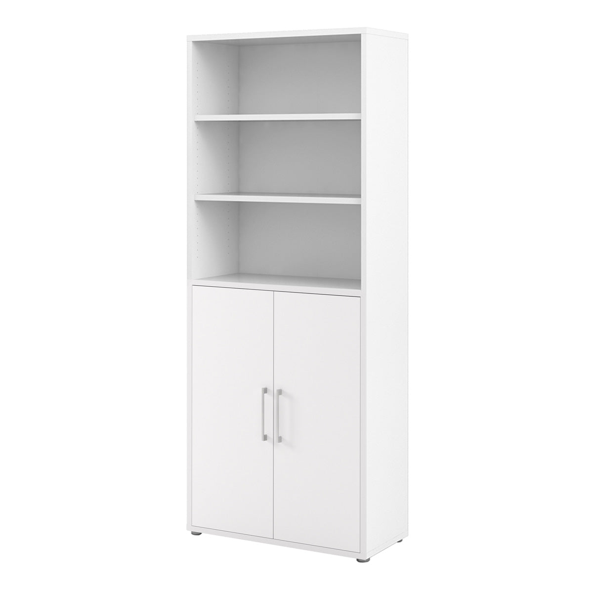 Wooden Bookcase With 2 Doors And 4 Open Shelves - Prima