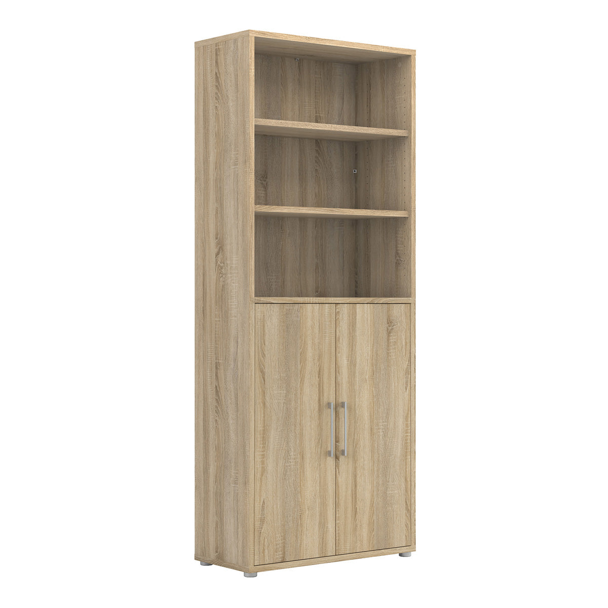 Wooden Bookcase With 2 Doors And 4 Open Shelves - Prima