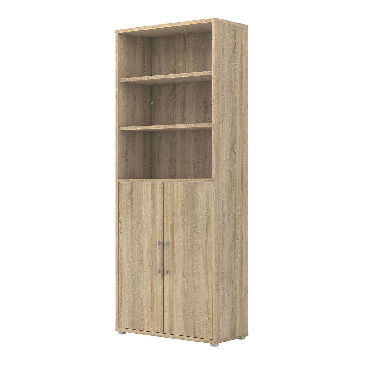 Wooden Bookcase With 2 Doors And 4 Open Shelves - Prima