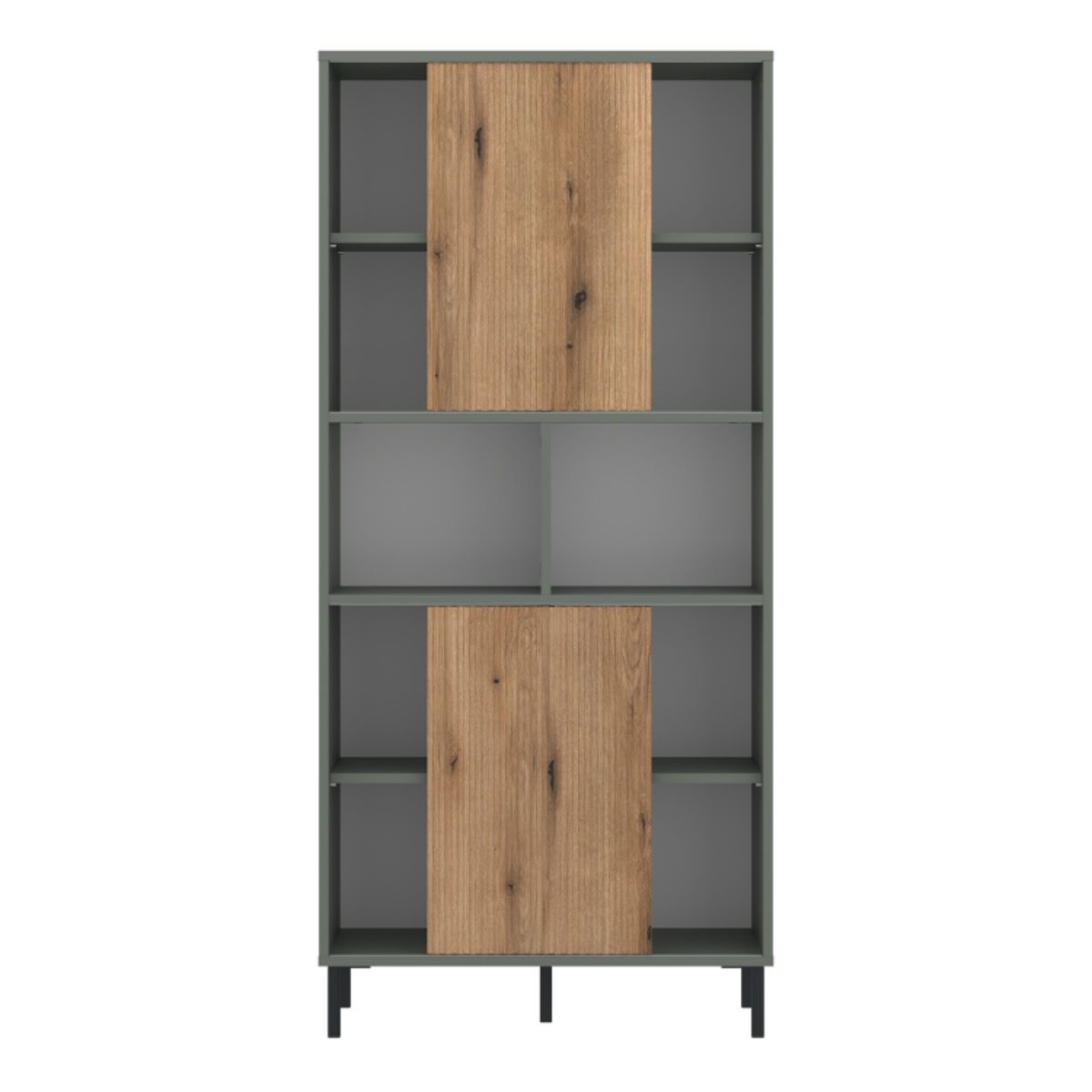 Wooden Bookcase With 2 Handless Sliding Doors - Darwin
