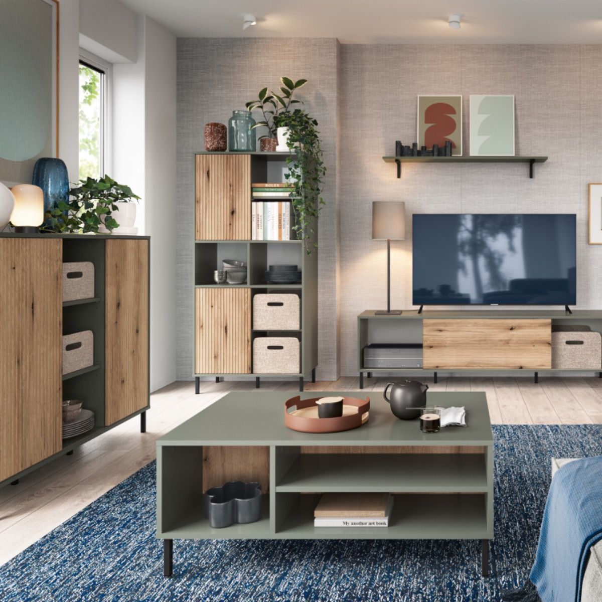 Wooden Bookcase With 2 Handless Sliding Doors - Darwin