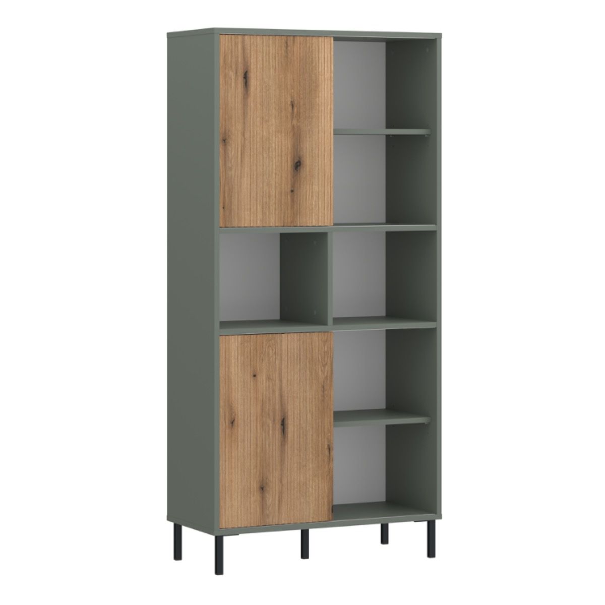 Wooden Bookcase With 2 Handless Sliding Doors - Darwin